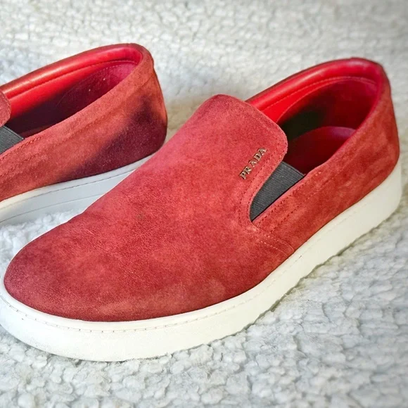 Prada | Shoes | Prada Mens Size Red Suede Loafers | Poshmark display picture 1
